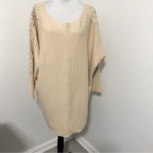 Siren Lily Flowered Eyelet Arms With Rhinestones Soft Sweaters Size 3X Cream NWT